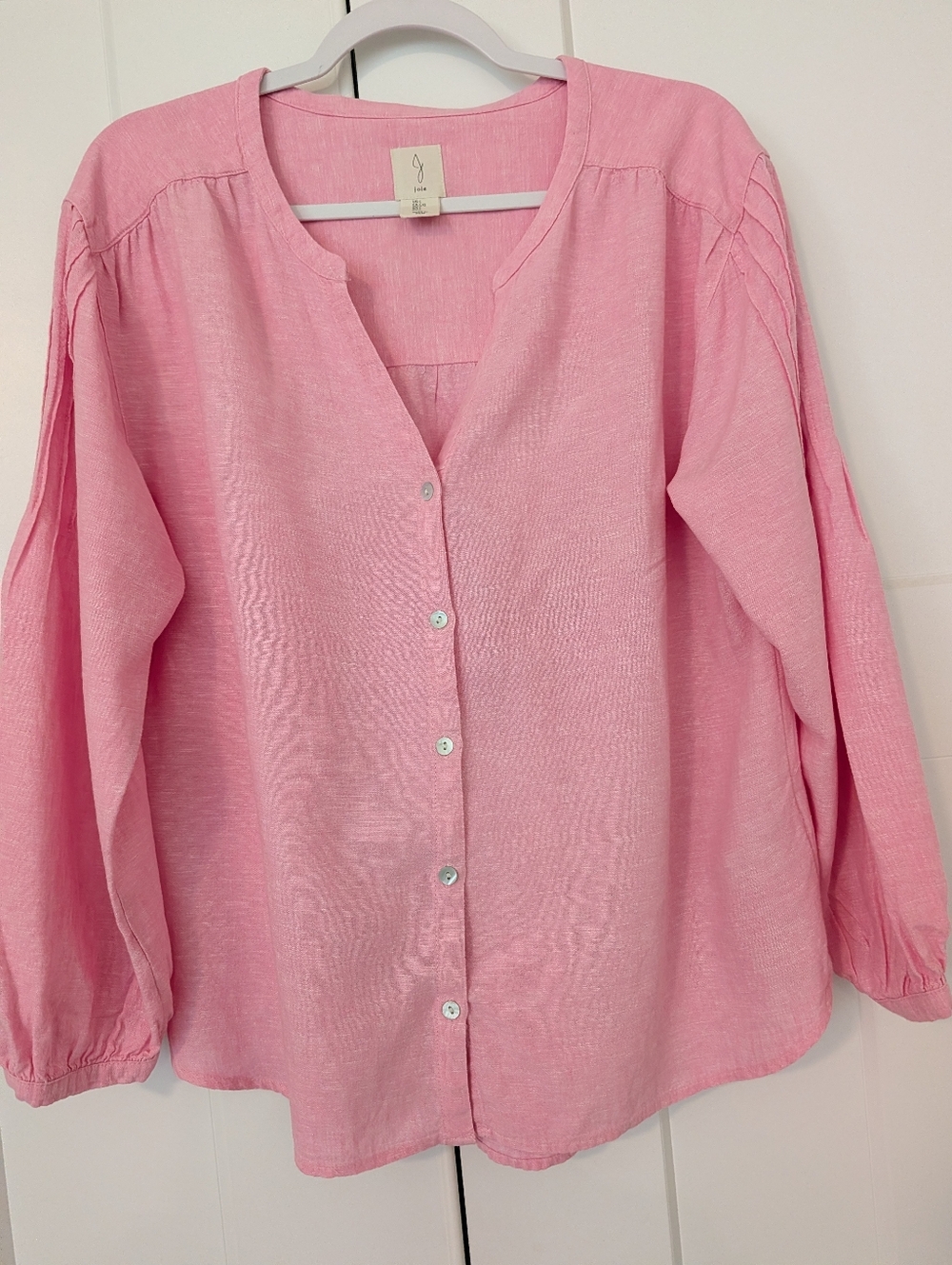 Joie Pink Linen 3/4 Sleeve Top